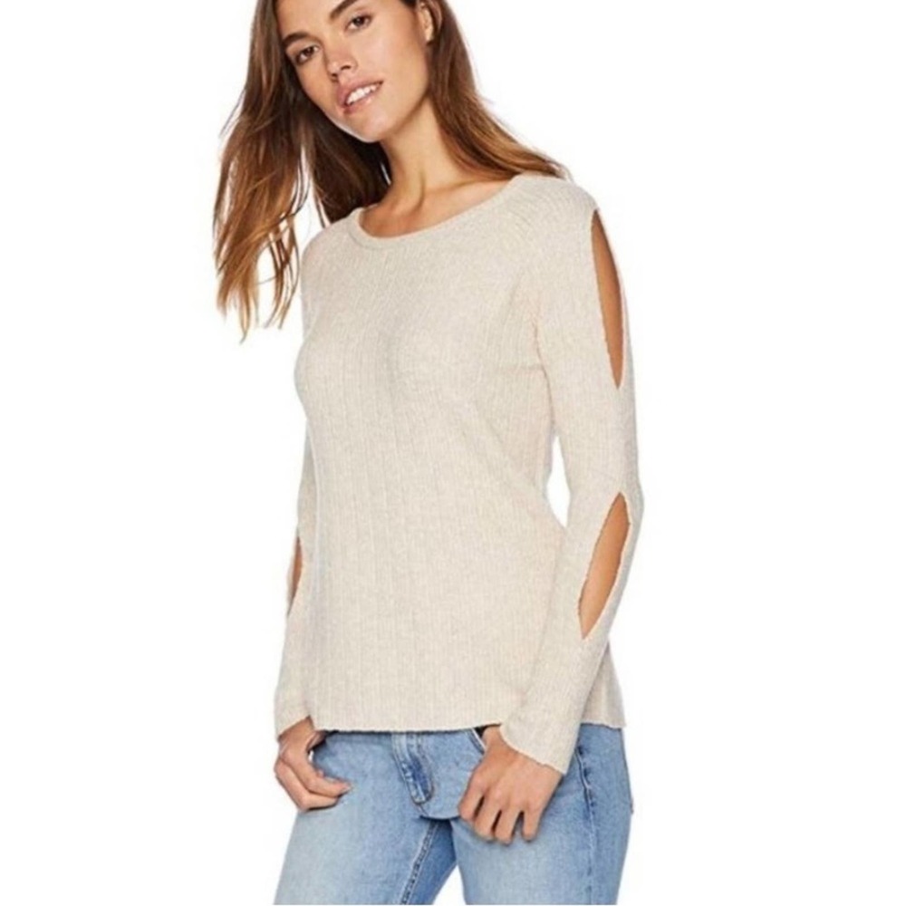 Nordstrom Crew Sweater Cut Out Cold Shoulder Top sz XS